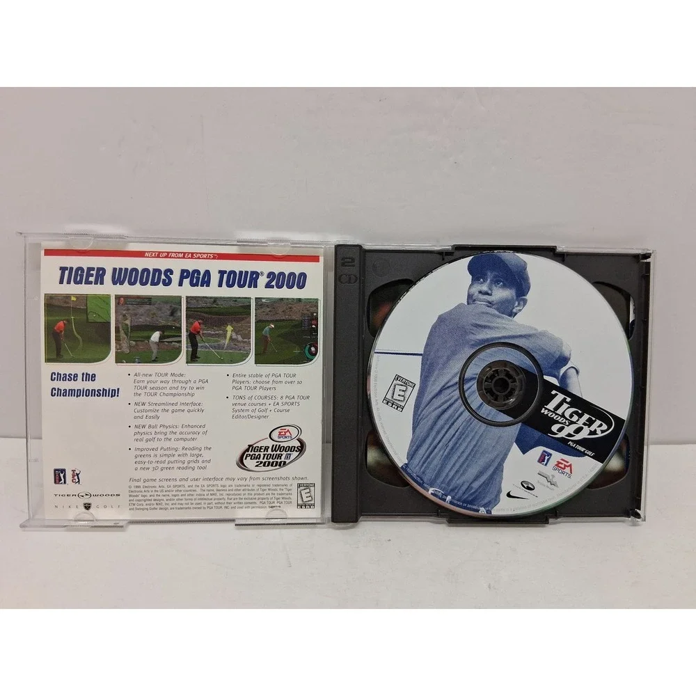 Tiger Woods PGA Tour Collection PC 1999 EA Sports 2-CD Set Retro Golf Game